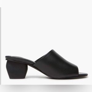 INTENTIONALLY BLANK Black Leather Open-Toe Mule